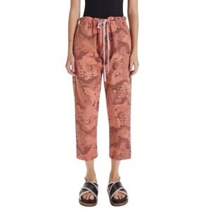 Mother NWT The Catch All Ankle Jeans Shrimp Pink Camo Size 27 Drawstring Twill